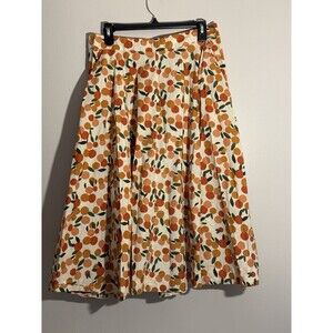 Floral A-Line Skirt in Orange and Green